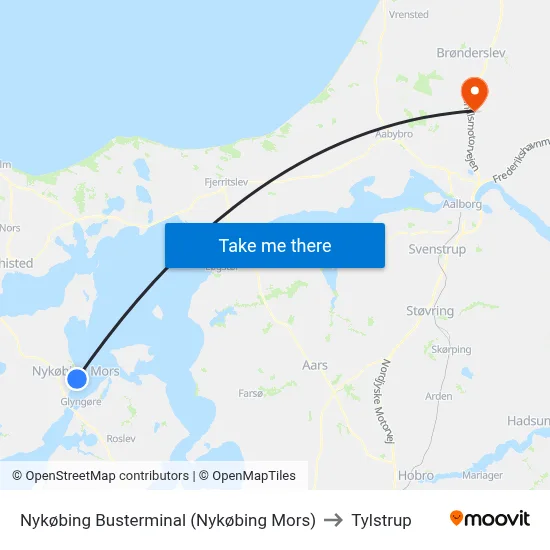 Nykøbing Busterminal (Nykøbing Mors) to Tylstrup map