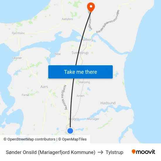 Sønder Onsild (Mariagerfjord Kommune) to Tylstrup map