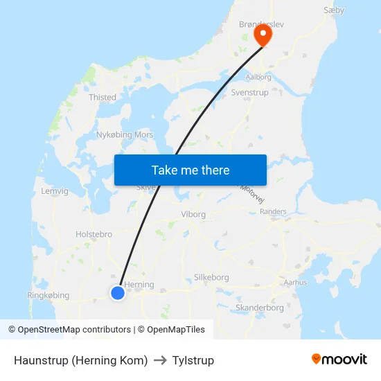 Haunstrup (Herning Kom) to Tylstrup map