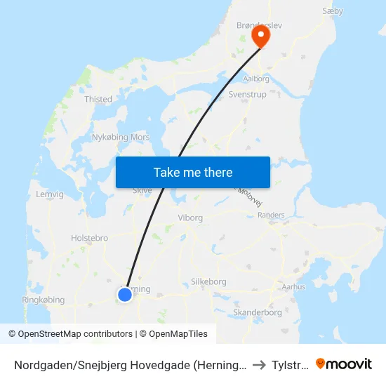 Nordgaden/Snejbjerg Hovedgade (Herning Kom) to Tylstrup map