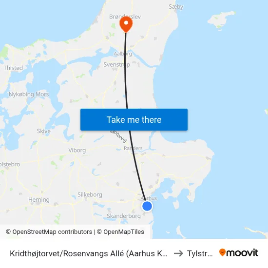 Kridthøjtorvet/Rosenvangs Allé (Aarhus Kom) to Tylstrup map