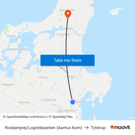 Rosbjergvej/Logistikparken (Aarhus Kom) to Tylstrup map