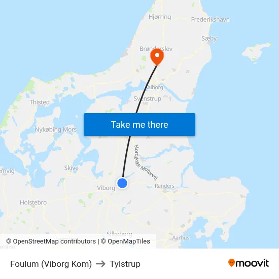 Foulum (Viborg Kom) to Tylstrup map