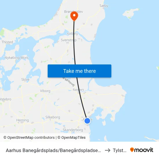 Aarhus Banegårdsplads/Banegårdspladsen (Flybus) to Tylstrup map