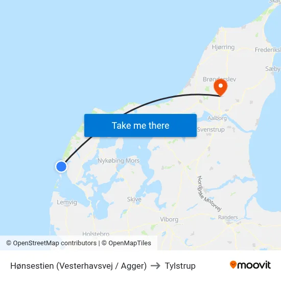 Hønsestien (Vesterhavsvej / Agger) to Tylstrup map