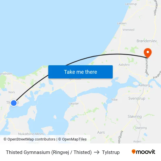 Thisted Gymnasium (Ringvej / Thisted) to Tylstrup map