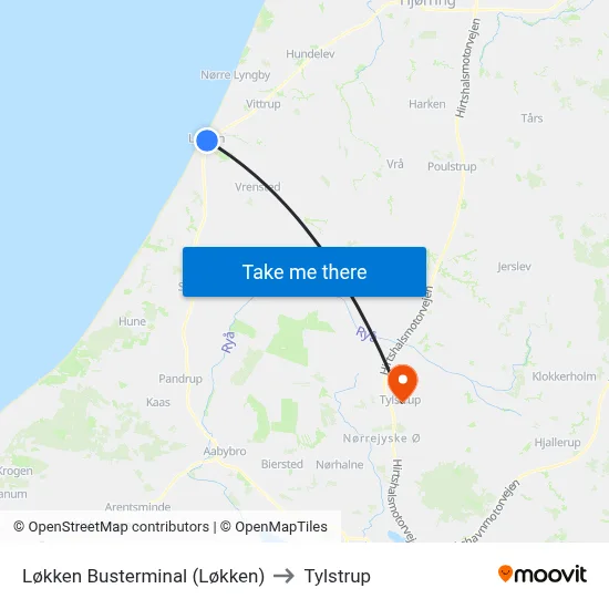 Løkken Busterminal (Løkken) to Tylstrup map