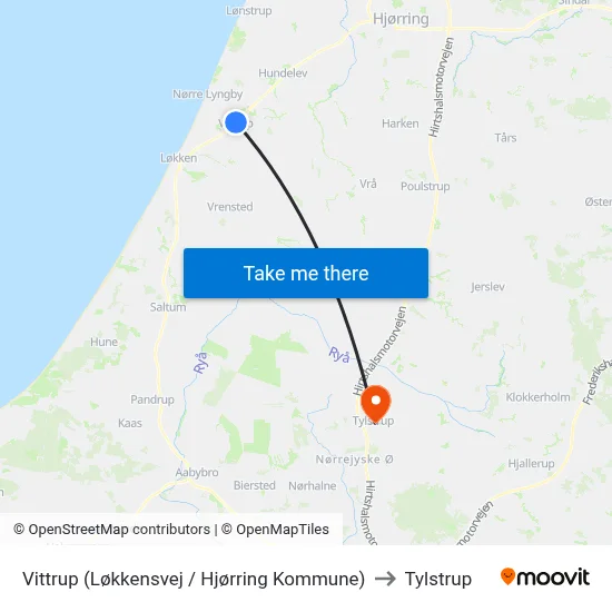 Vittrup (Løkkensvej / Hjørring Kommune) to Tylstrup map