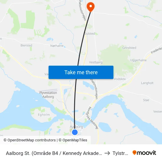Aalborg St. (Område B4 / Kennedy Arkaden) to Tylstrup map