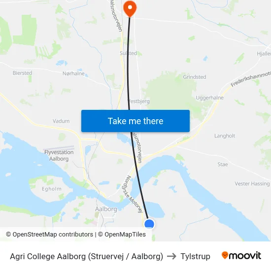 Agri College Aalborg (Struervej / Aalborg) to Tylstrup map