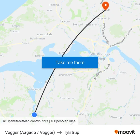 Vegger (Aagade / Vegger) to Tylstrup map