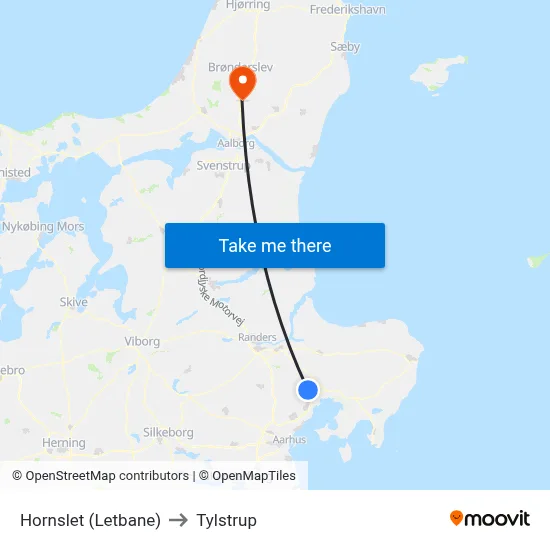 Hornslet (Letbane) to Tylstrup map