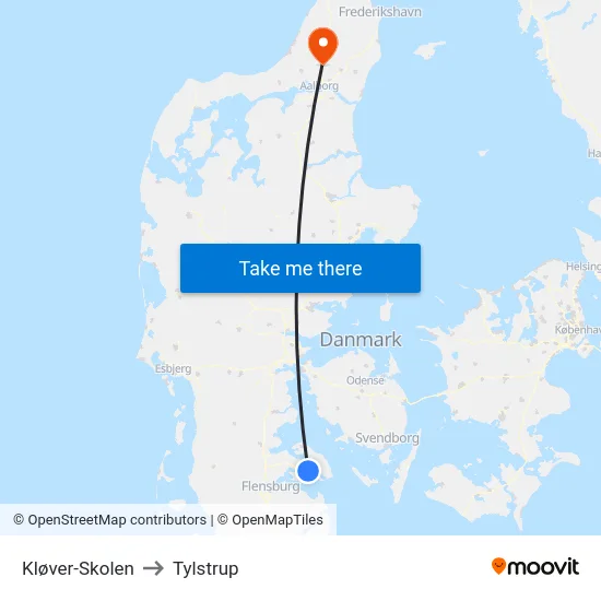 Kløver-Skolen to Tylstrup map