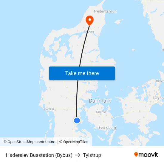Haderslev Busstation (Bybus) to Tylstrup map