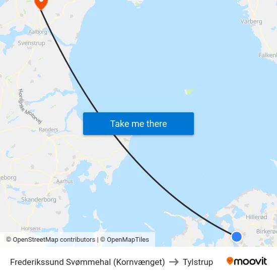 Frederikssund Svømmehal (Kornvænget) to Tylstrup map
