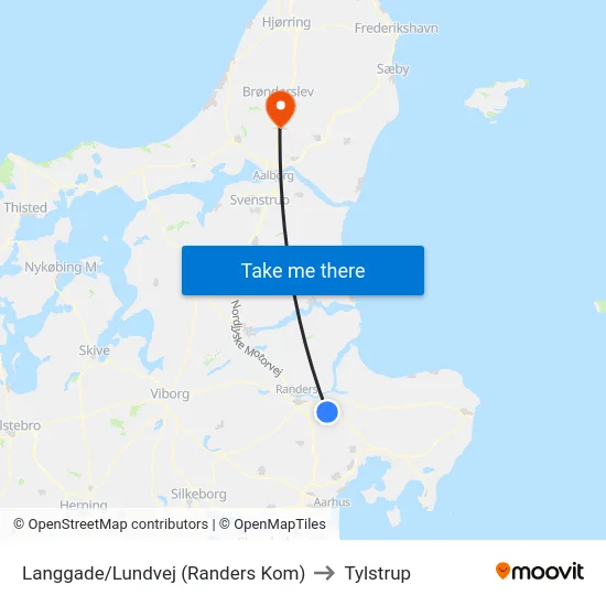 Langgade/Lundvej (Randers Kom) to Tylstrup map