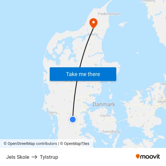 Jels Skole to Tylstrup map