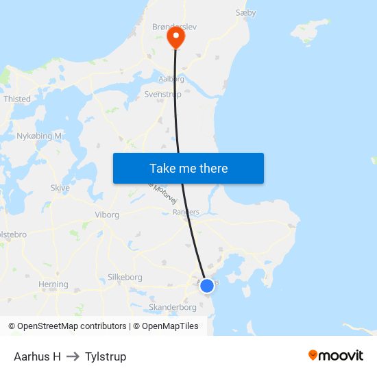 Aarhus H to Tylstrup map