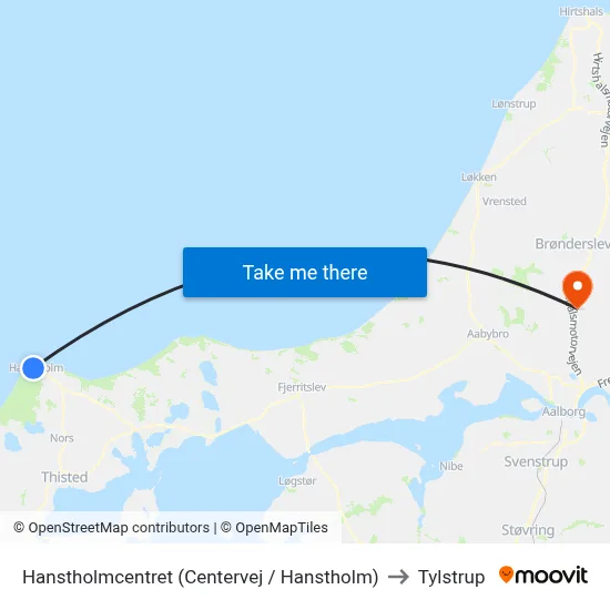 Hanstholmcentret (Centervej / Hanstholm) to Tylstrup map