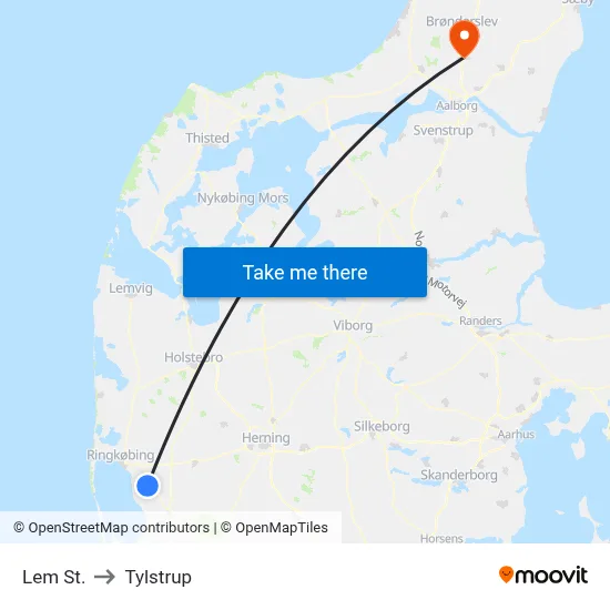 Lem St. to Tylstrup map