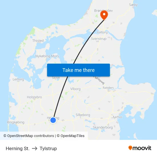 Herning St. to Tylstrup map