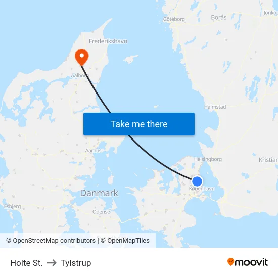 Holte St. to Tylstrup map