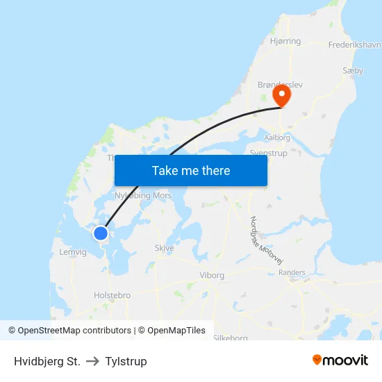 Hvidbjerg St. to Tylstrup map