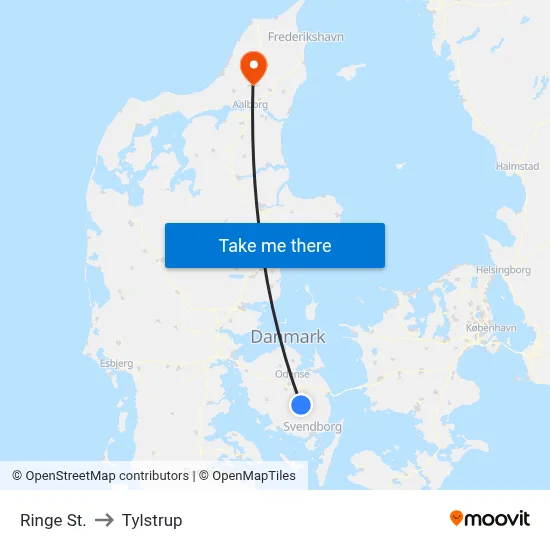 Ringe St. to Tylstrup map