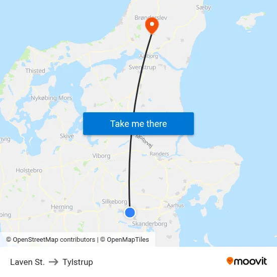 Laven St. to Tylstrup map