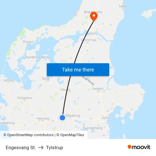 Engesvang St. to Tylstrup map