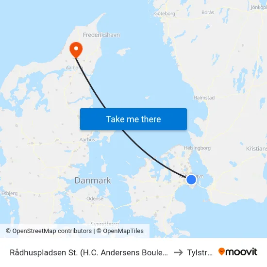 Rådhuspladsen St. (H.C. Andersens Boulevard) to Tylstrup map