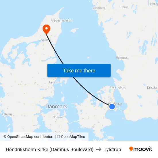 Hendriksholm Kirke (Damhus Boulevard) to Tylstrup map