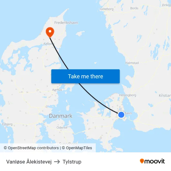 Vanløse Ålekistevej to Tylstrup map
