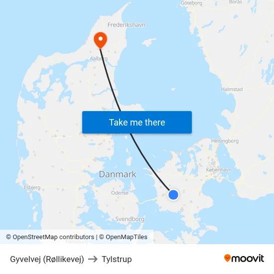 Gyvelvej (Røllikevej) to Tylstrup map