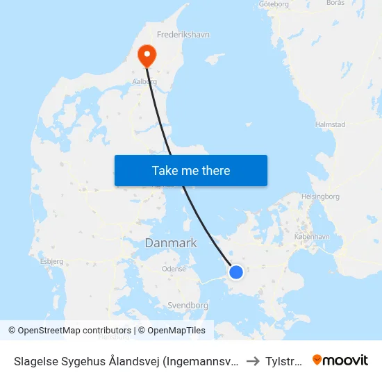 Slagelse Sygehus Ålandsvej (Ingemannsvej) to Tylstrup map
