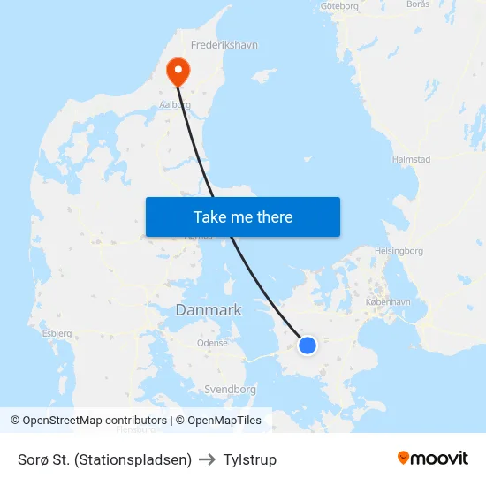 Sorø St. (Stationspladsen) to Tylstrup map