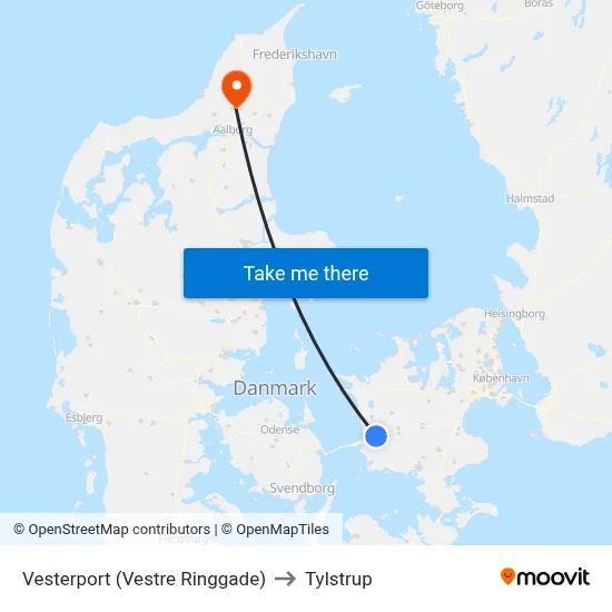 Vesterport (Vestre Ringgade) to Tylstrup map