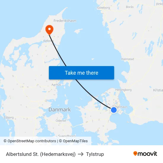 Albertslund St. (Hedemarksvej) to Tylstrup map