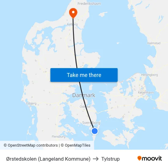 Ørstedskolen (Langeland Kommune) to Tylstrup map