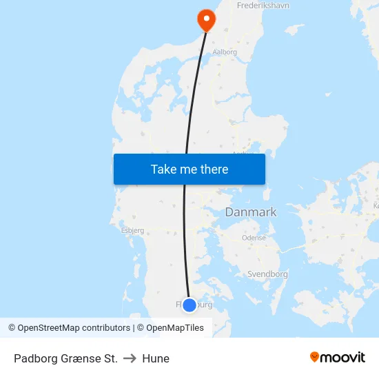 Padborg Grænse St. to Hune map