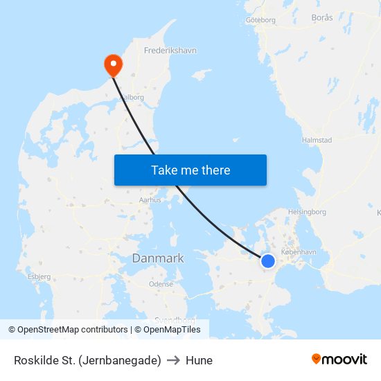 Roskilde St. (Jernbanegade) to Hune map