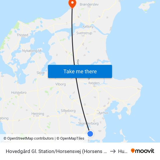 Hovedgård Gl. Station/Horsensvej (Horsens Kom) to Hune map