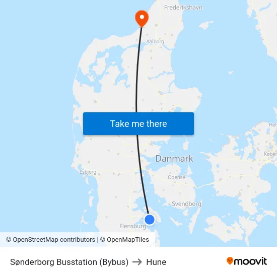 Sønderborg Busstation (Bybus) to Hune map