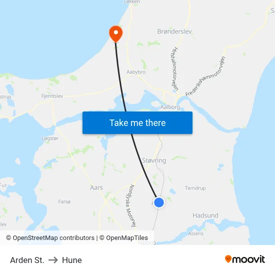 Arden St. to Hune map