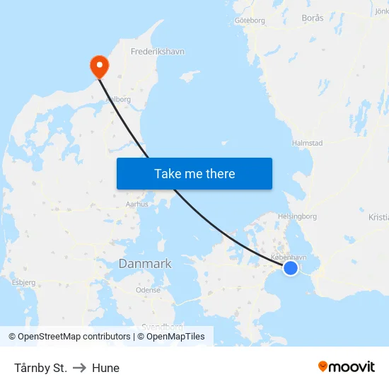 Tårnby St. to Hune map