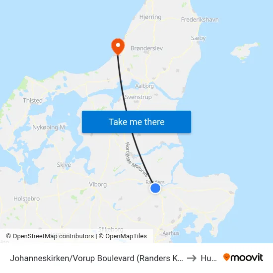 Johanneskirken/Vorup Boulevard (Randers Kom) to Hune map