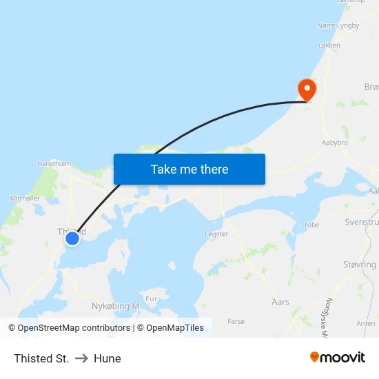Thisted St. to Hune map