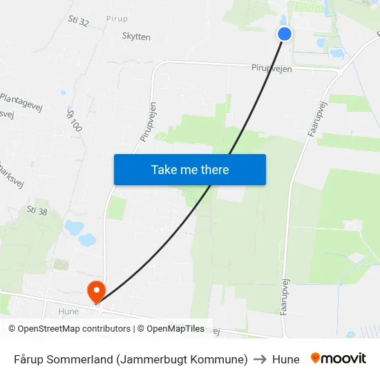 Fårup Sommerland (Jammerbugt Kommune) to Hune map