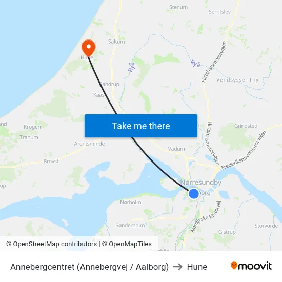 Annebergcentret (Annebergvej / Aalborg) to Hune map
