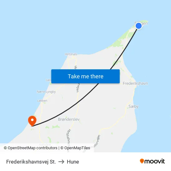 Frederikshavnsvej St. to Hune map